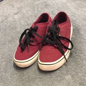 Youth Vans maroon sneakers